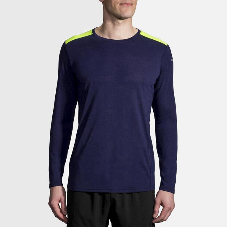 Brooks Distance Hombre Camisetas Manga Larga - Azules (9521LKVFI)